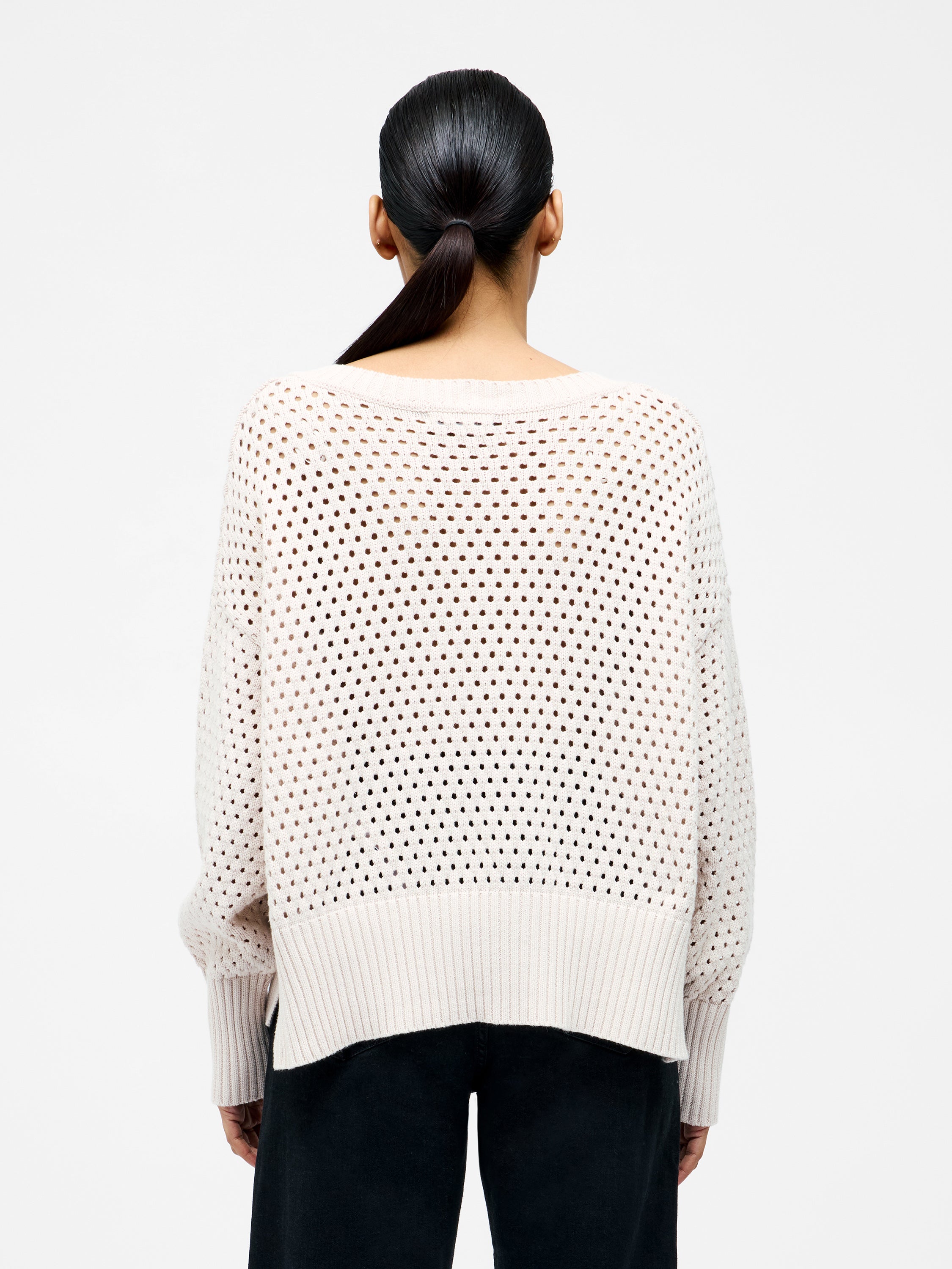 Crochet Knit V Neck Sweater