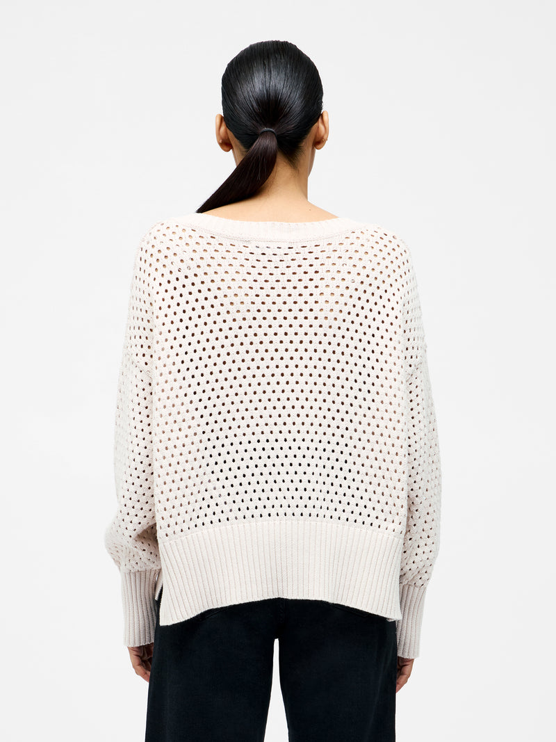 Crochet Knit V Neck Sweater