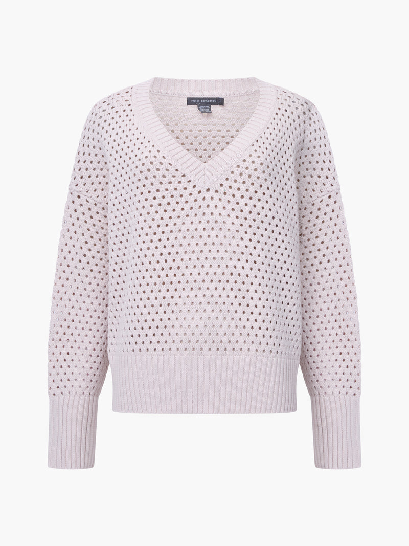 Crochet Knit V Neck Sweater