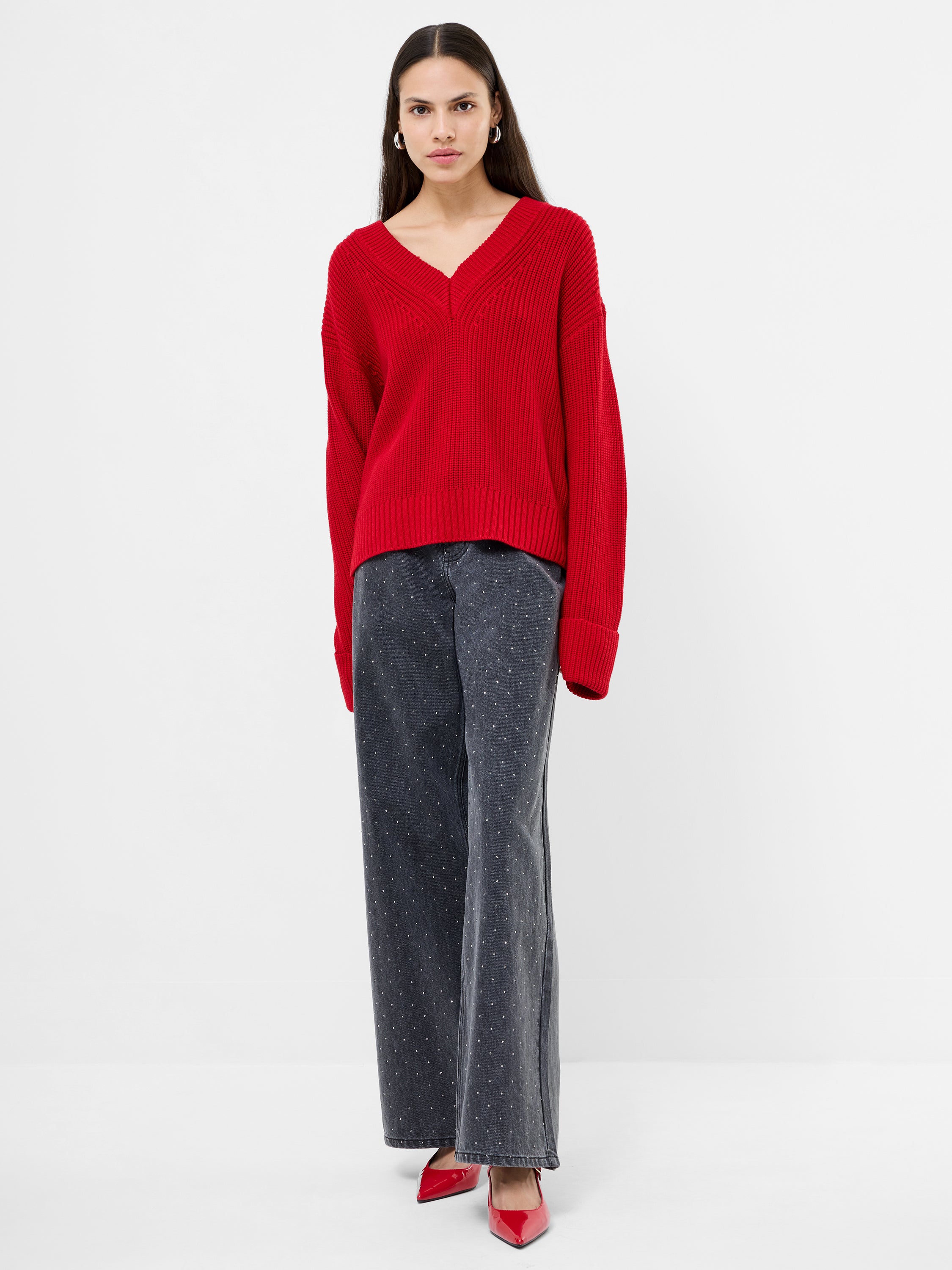 Joss Long Sleeve V Neck Jumper