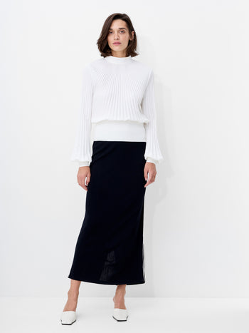 Levy Balloon Sleeve Pleated Top