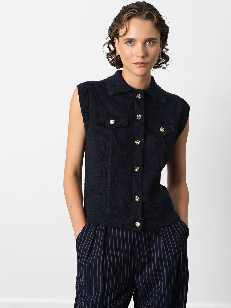 Roland Knit Collared Gilet