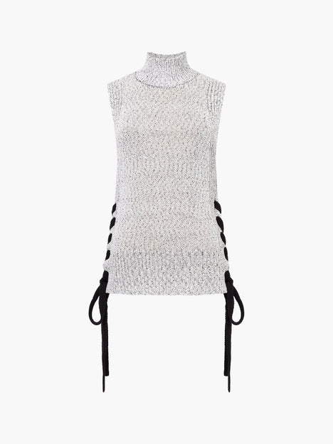 Wai Sleeveless Long Lace Up Vest
