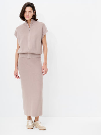 Ava Knit Zip Through Sleeveless Vest