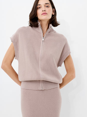 Ava Knit Zip Through Sleeveless Vest