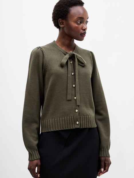 Varli Long Sleeve Tie Neck Cardigan