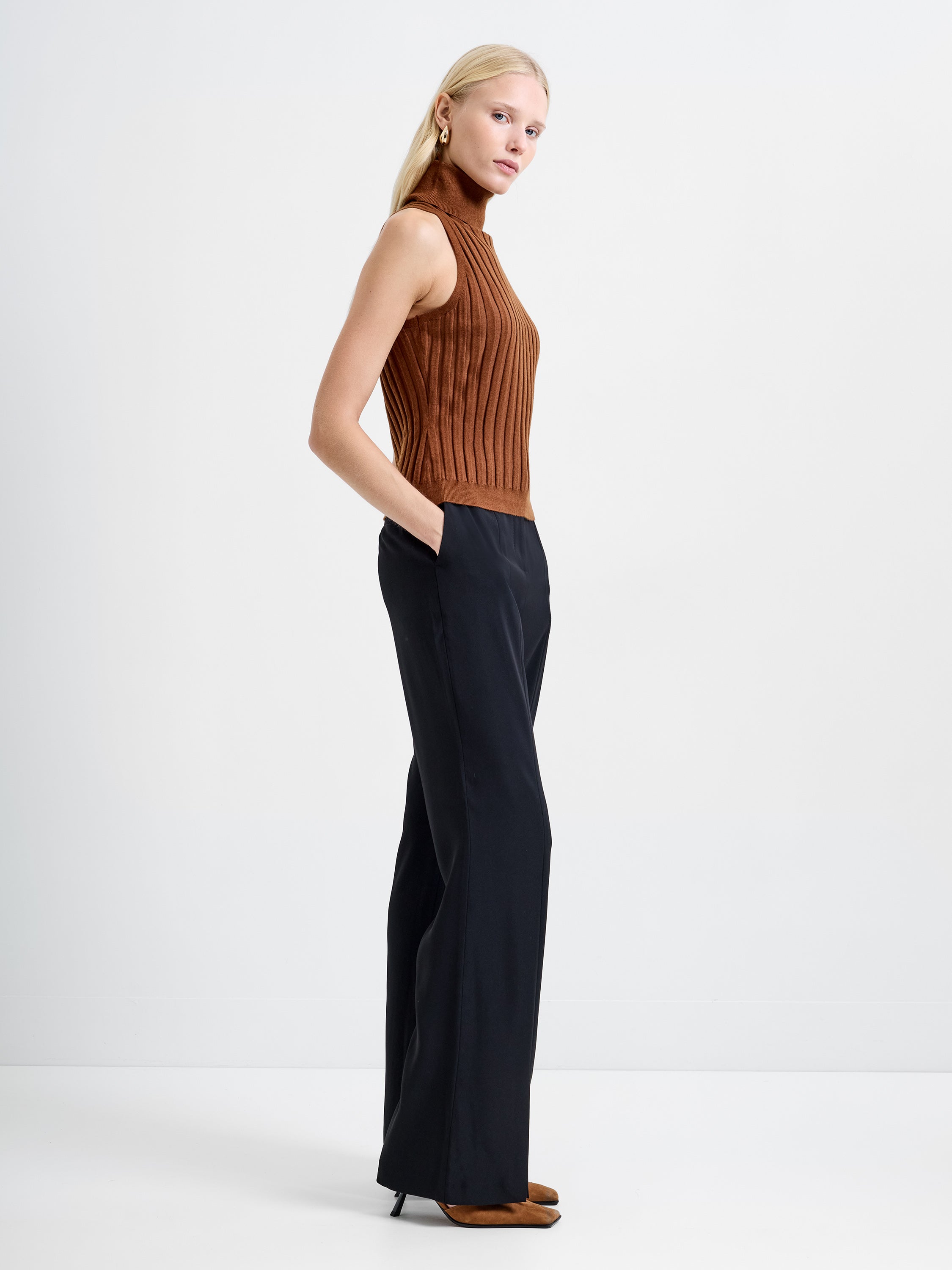 Turtleneck Knitted Tank Sweater