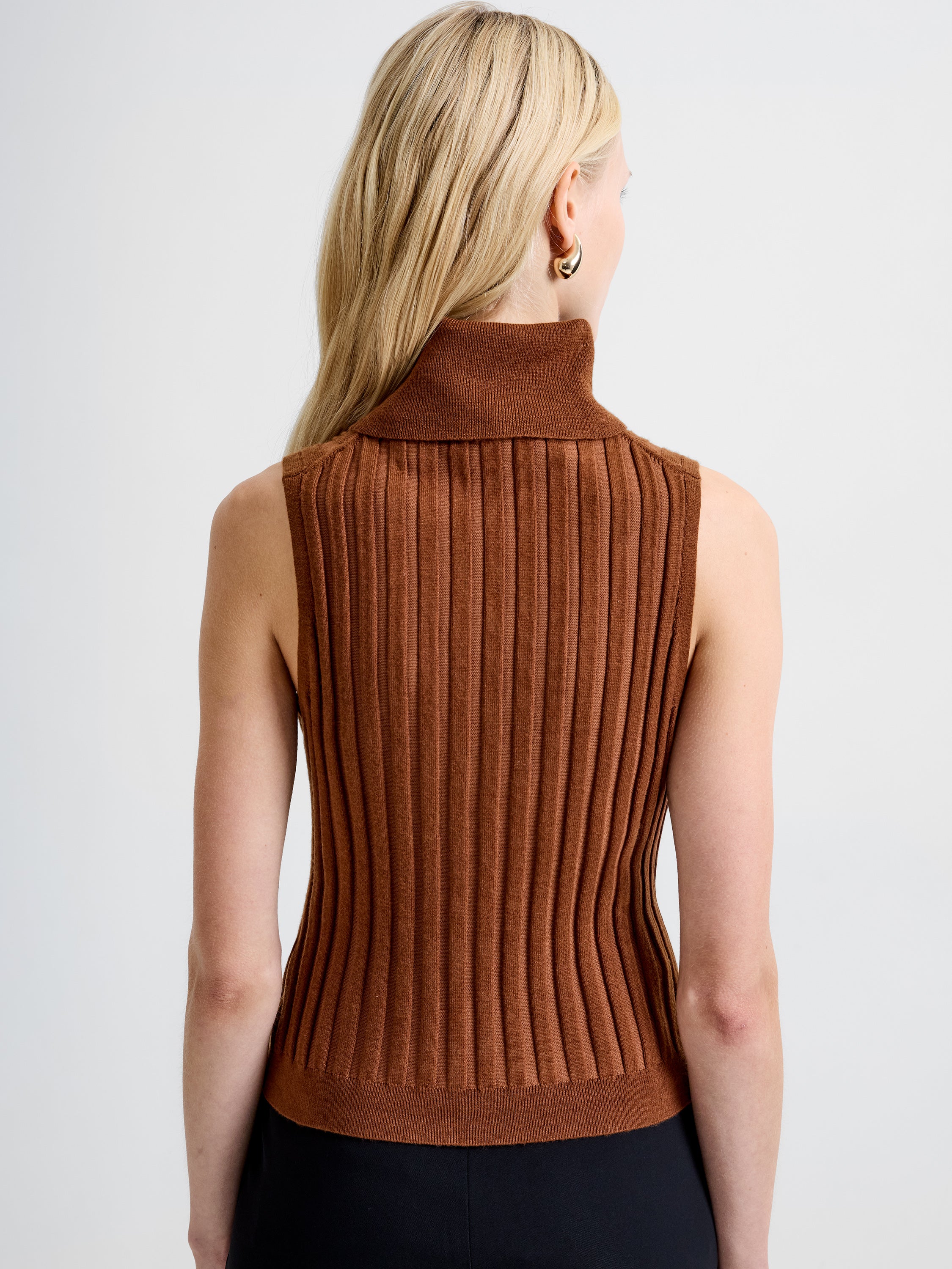 Turtleneck Knitted Tank Sweater