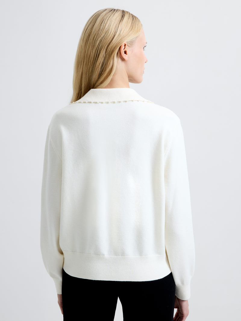 Sloane Knit Pearl V Neck Jumper
