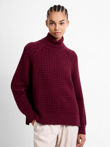 Keya Popcorn Knit Roll Neck Jumper