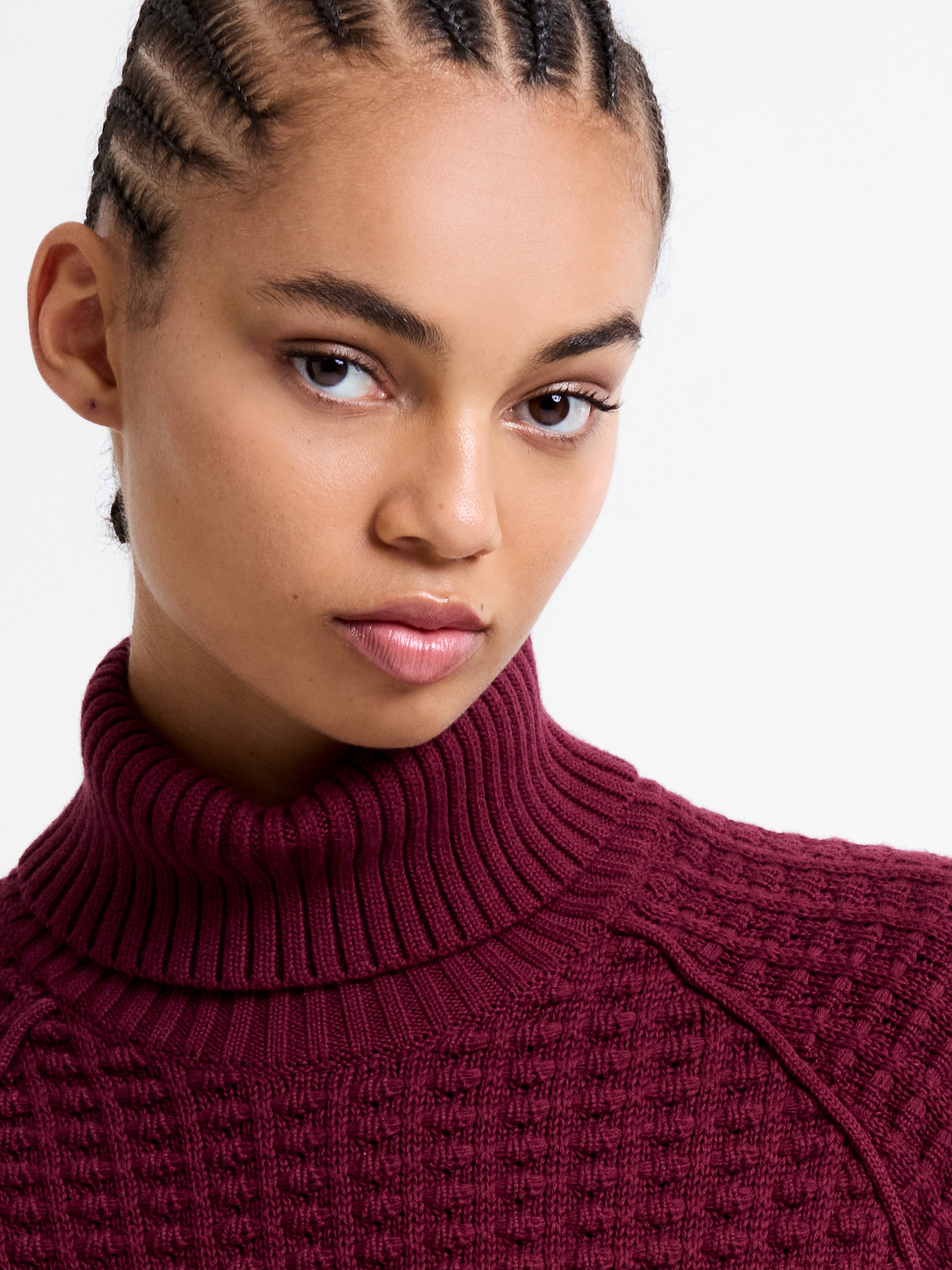 Keya Popcorn Knit Roll Neck Jumper