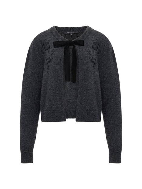 Irma Front Velvet Bow Cardigan