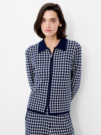 Gloria Jacquard Knit Zip Up Cardigan