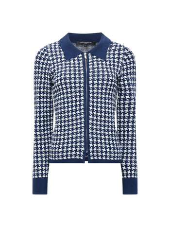 Gloria Jacquard Knit Zip Up Cardigan