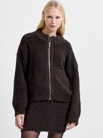 Renee Boucle Zip Through Cardigan