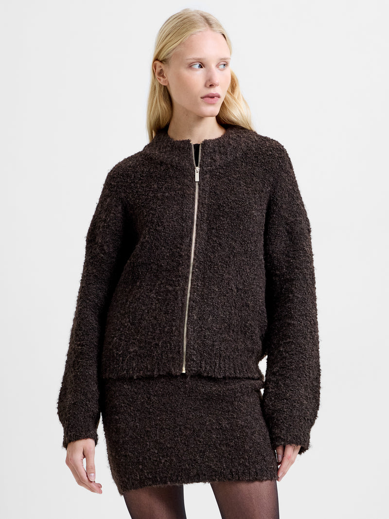 Renee Boucle Zip Through Cardigan