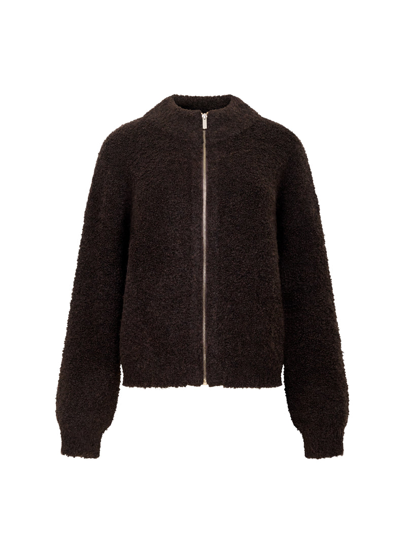 Renee Boucle Zip Through Cardigan