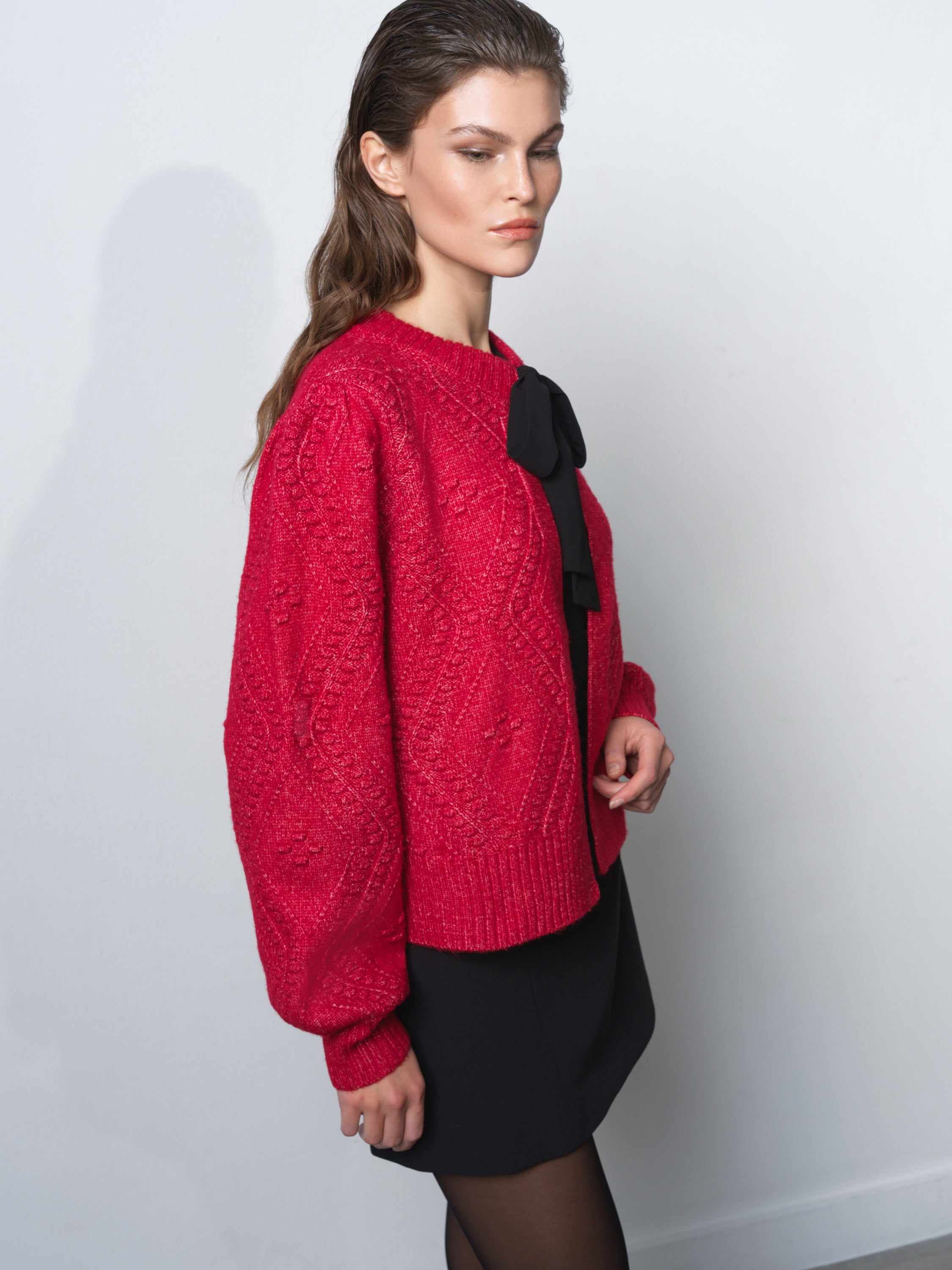 Kitty Recycled Bobble Bow Cardigan