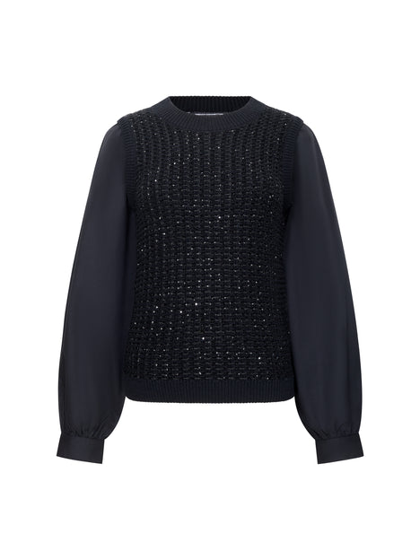 Mix Media Sequin Long Sleeve Jumper