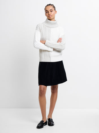 Mozart Roll Neck Cable Knit Block Jumper