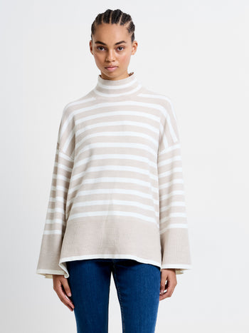 Babysoft Stripe High Neck Side Split Jumper