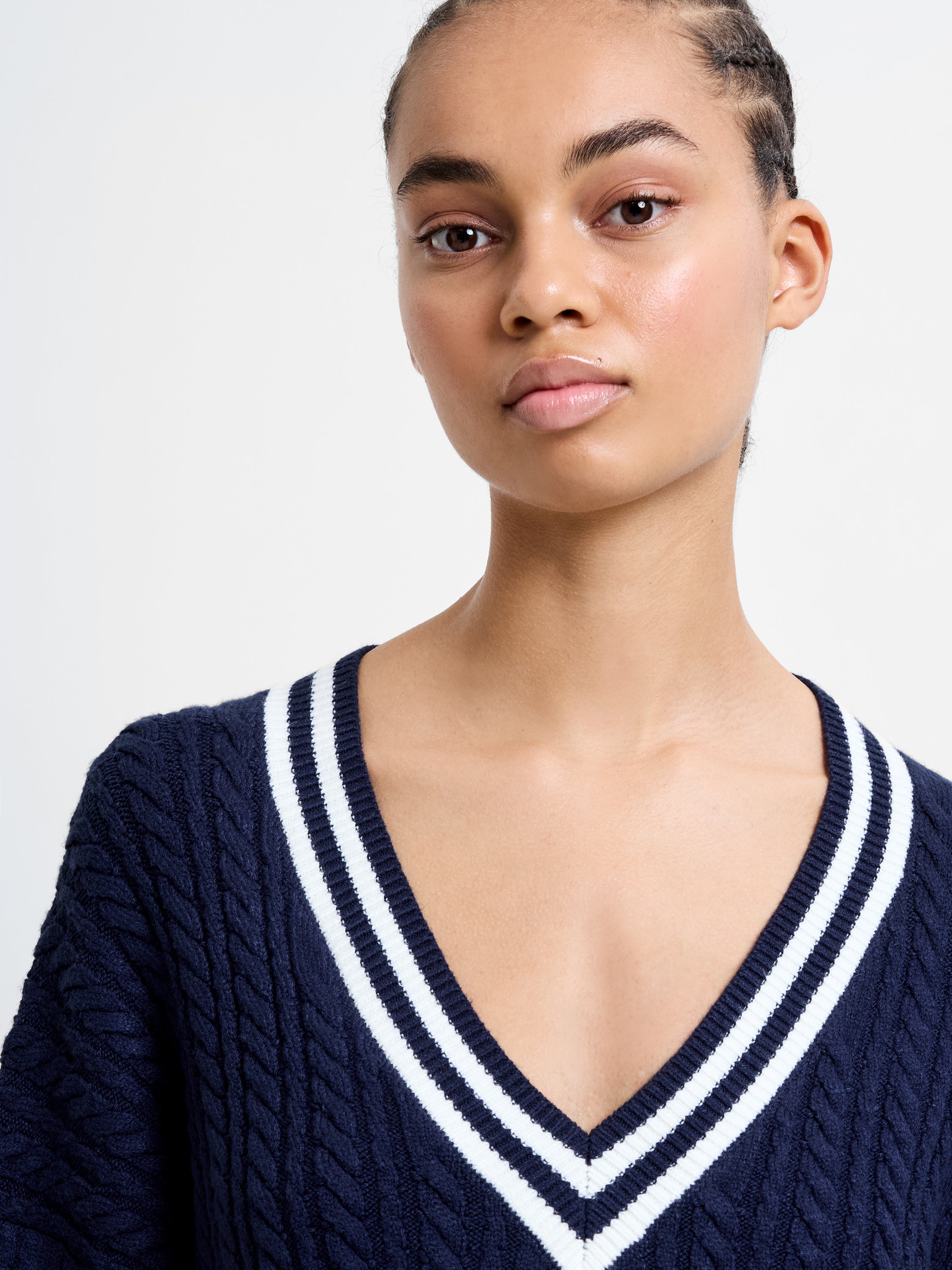 Babysoft Cable V Neck Jumper