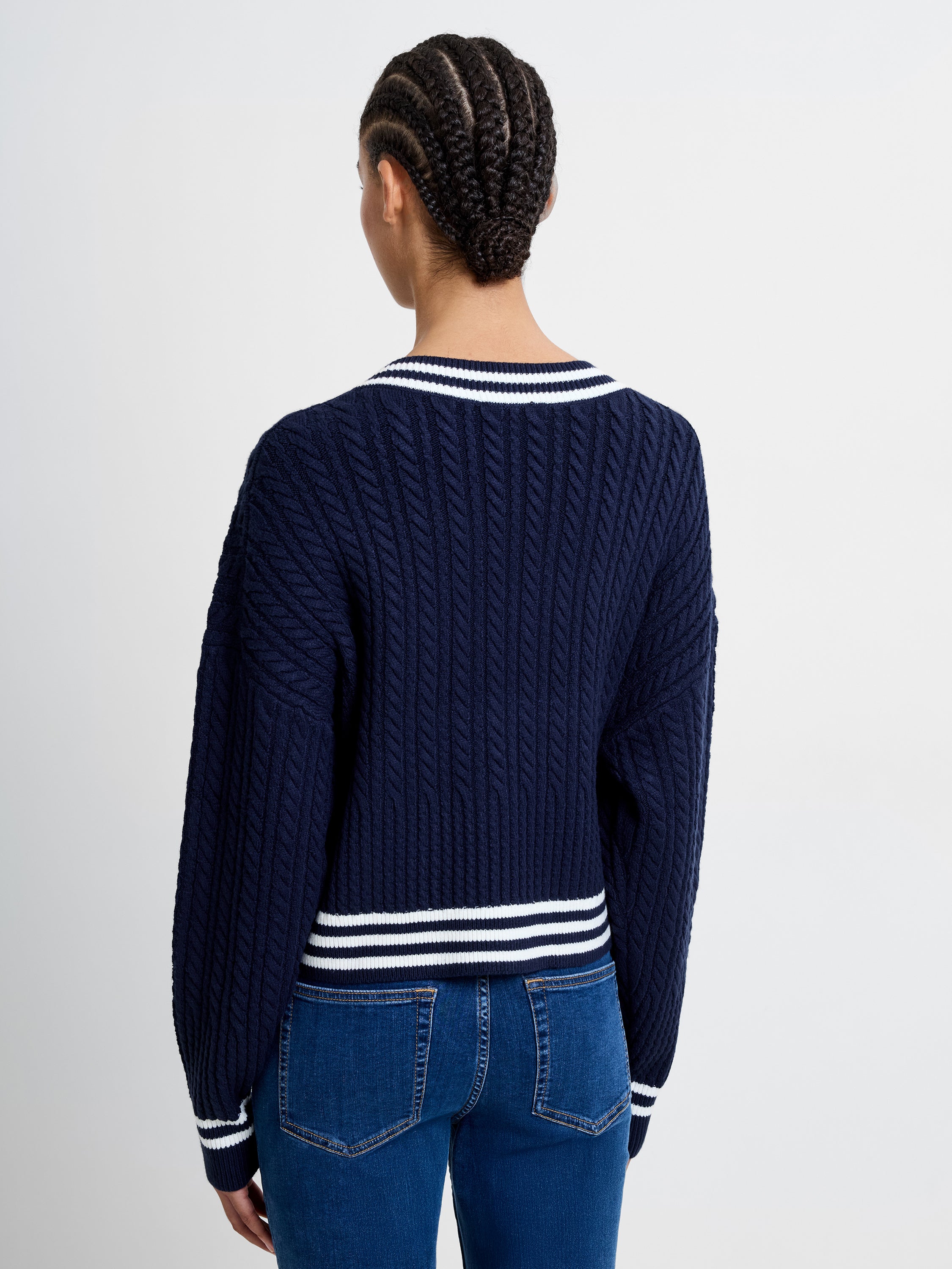 Babysoft Cable V Neck Jumper