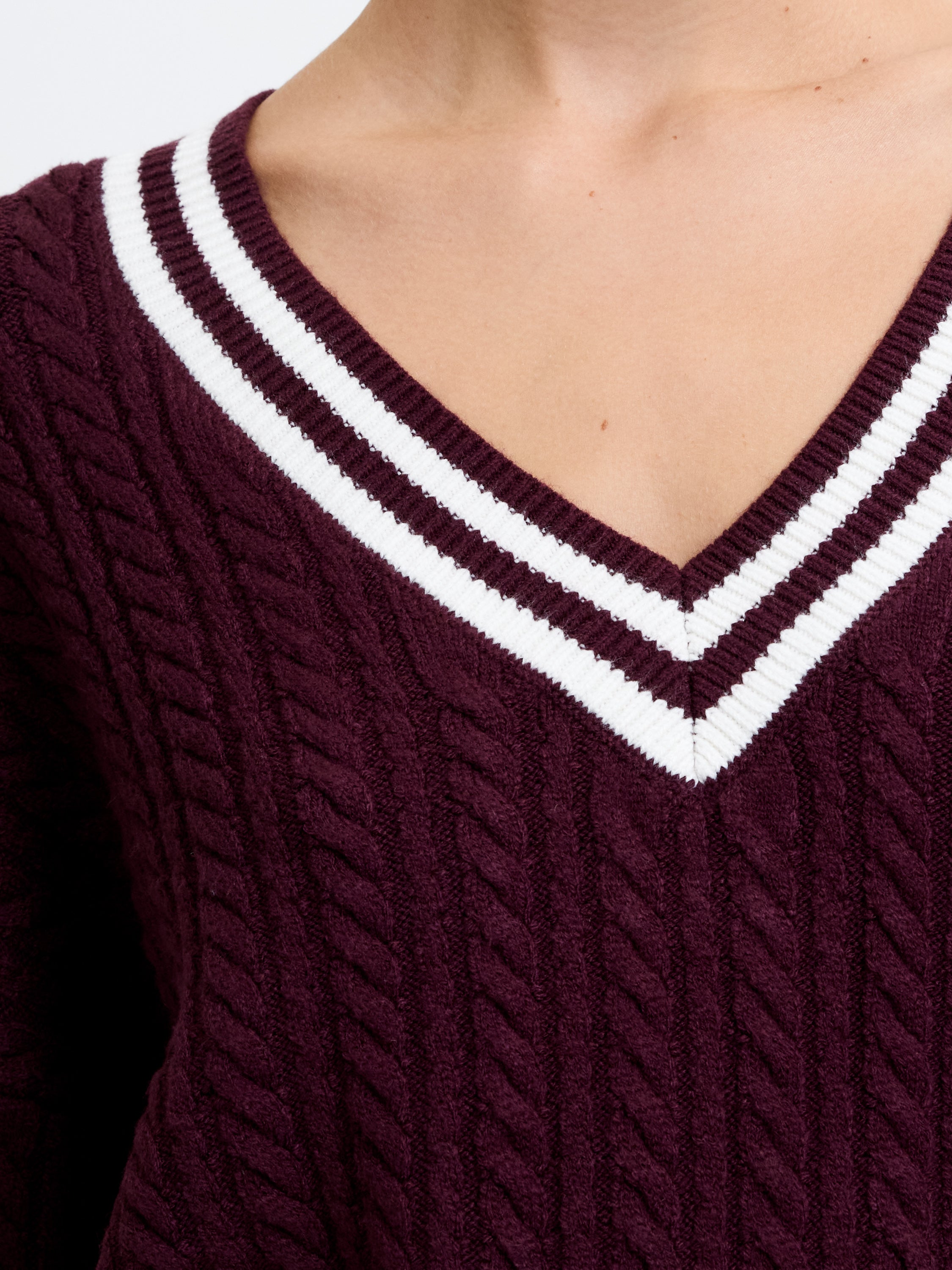 Babysoft Cable Knit V Neck Jumper