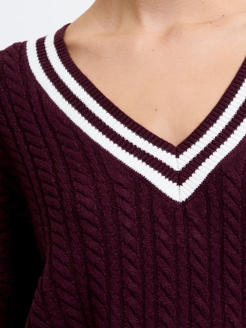 Babysoft Cable Knit V Neck Jumper