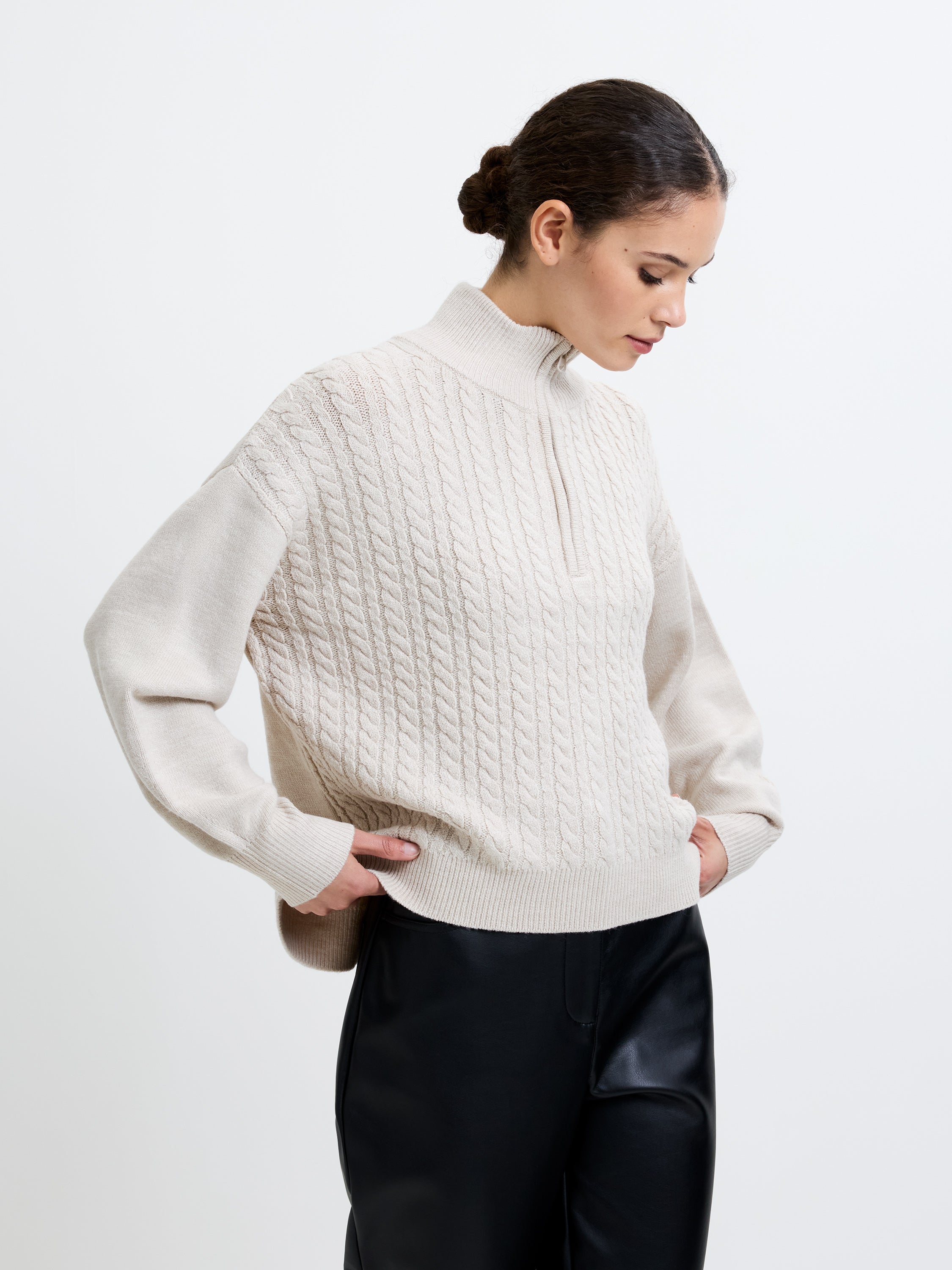 Babysoft Cable Knit Half Zip Jumper