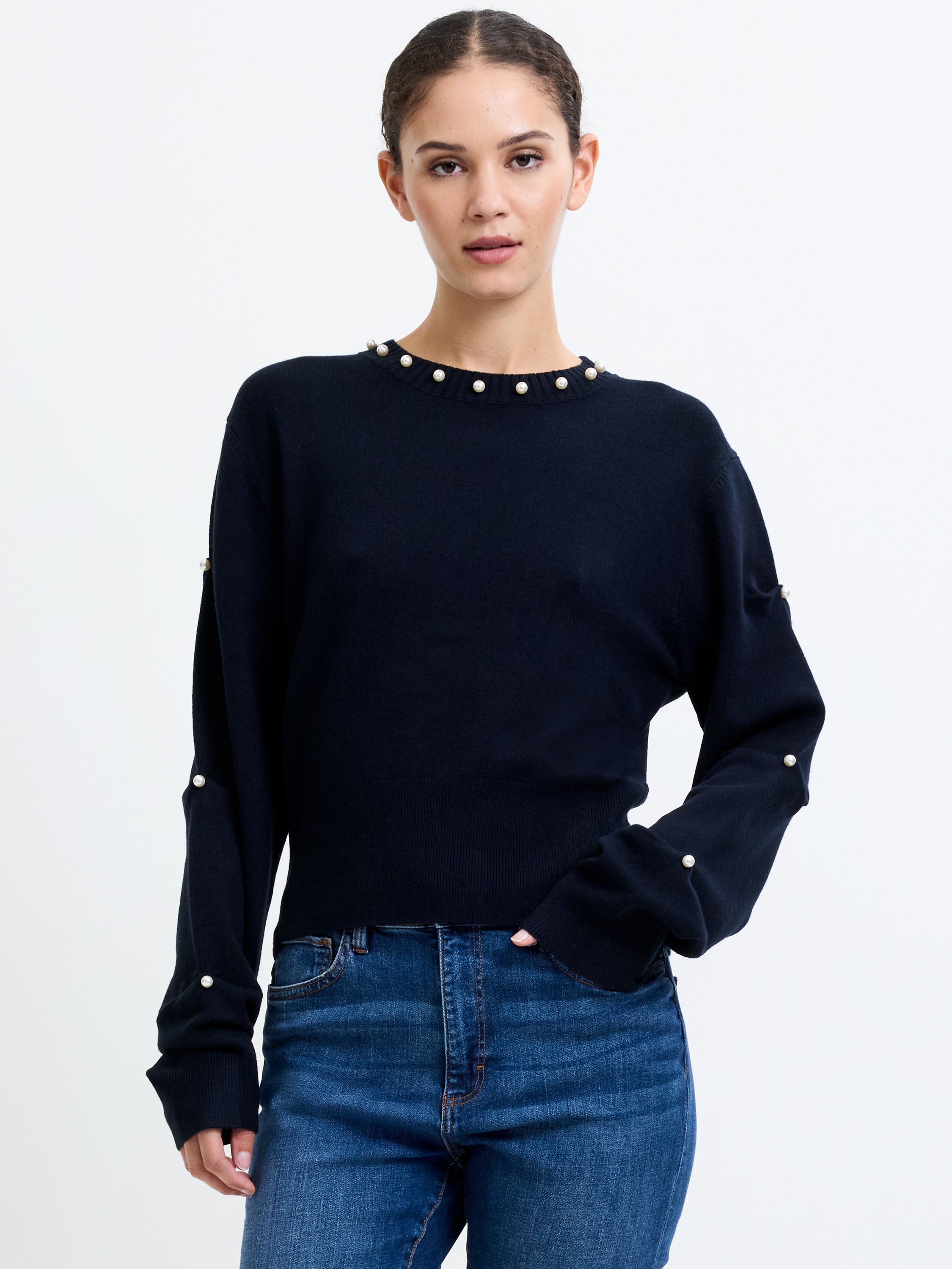 Babysoft Pearl Embellished Crew Neck Jumper