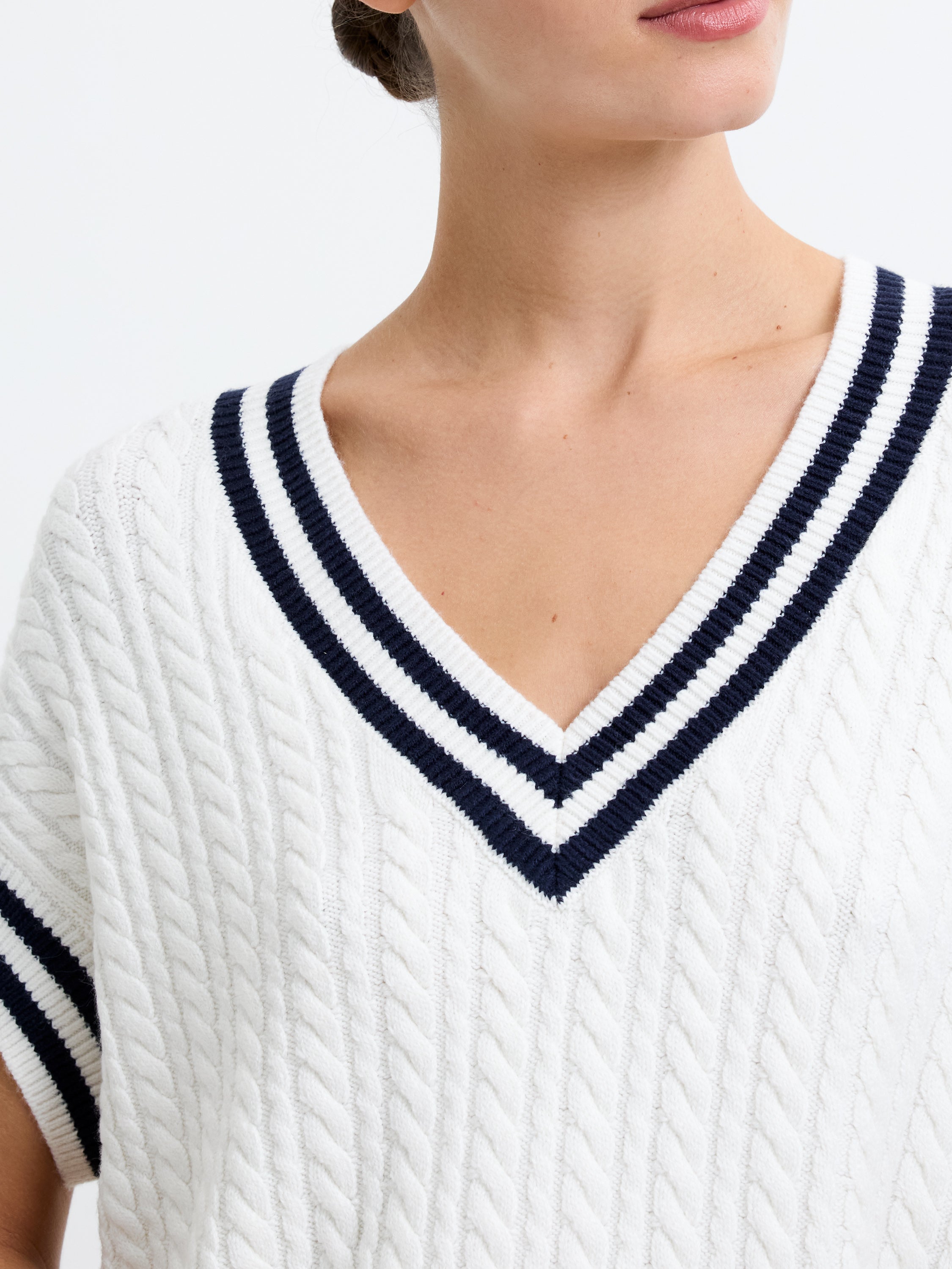 Babysoft Cable Knit V-Neck Tank Vest