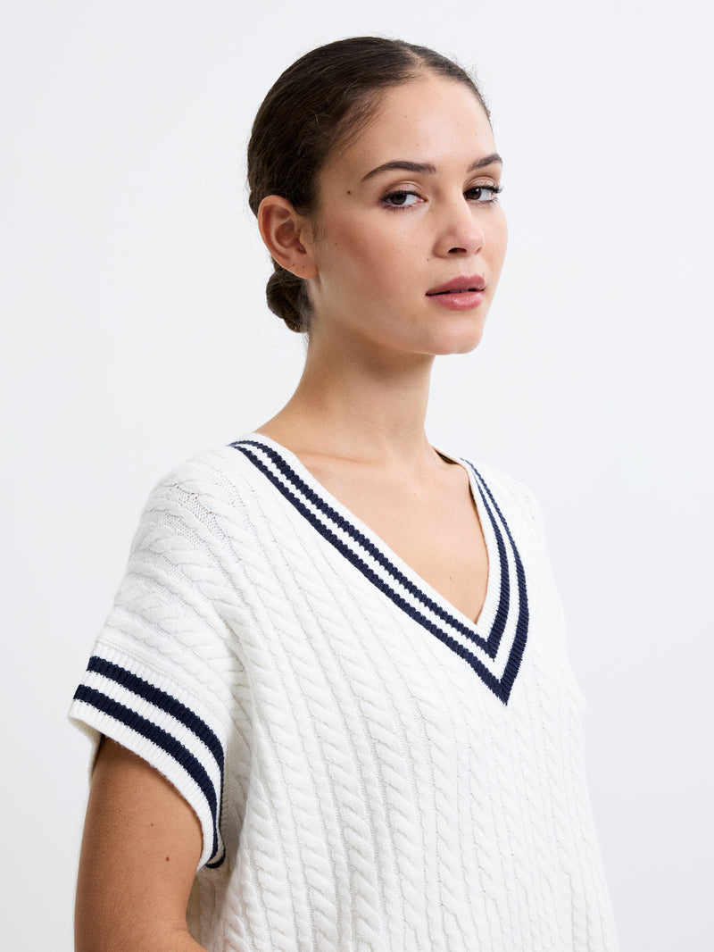 Babysoft Cable Knit V-Neck Tank Vest