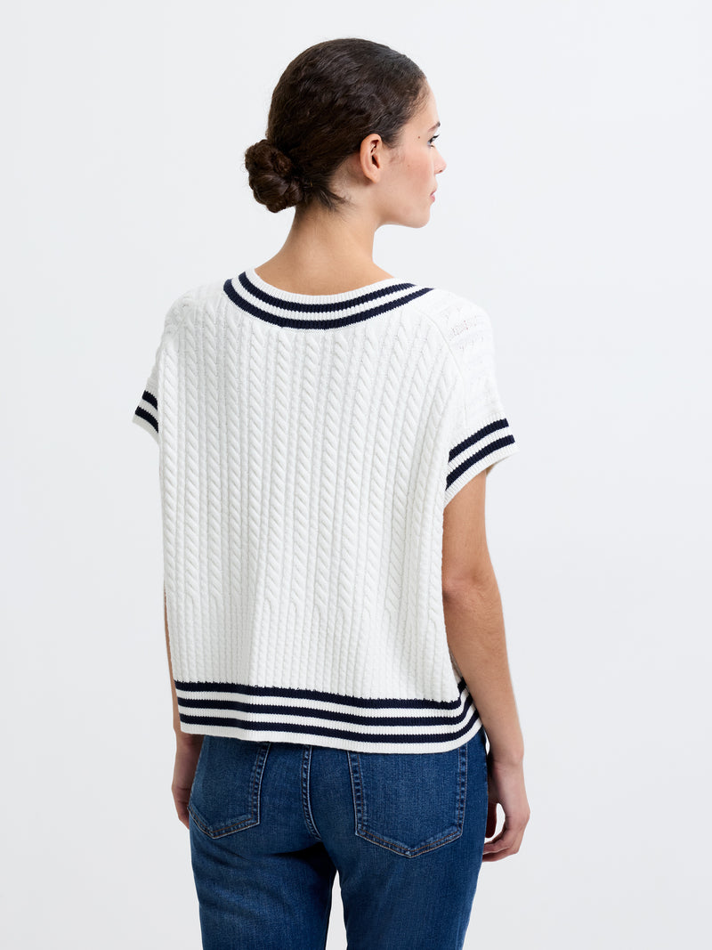 Babysoft Cable Knit V-Neck Tank Vest