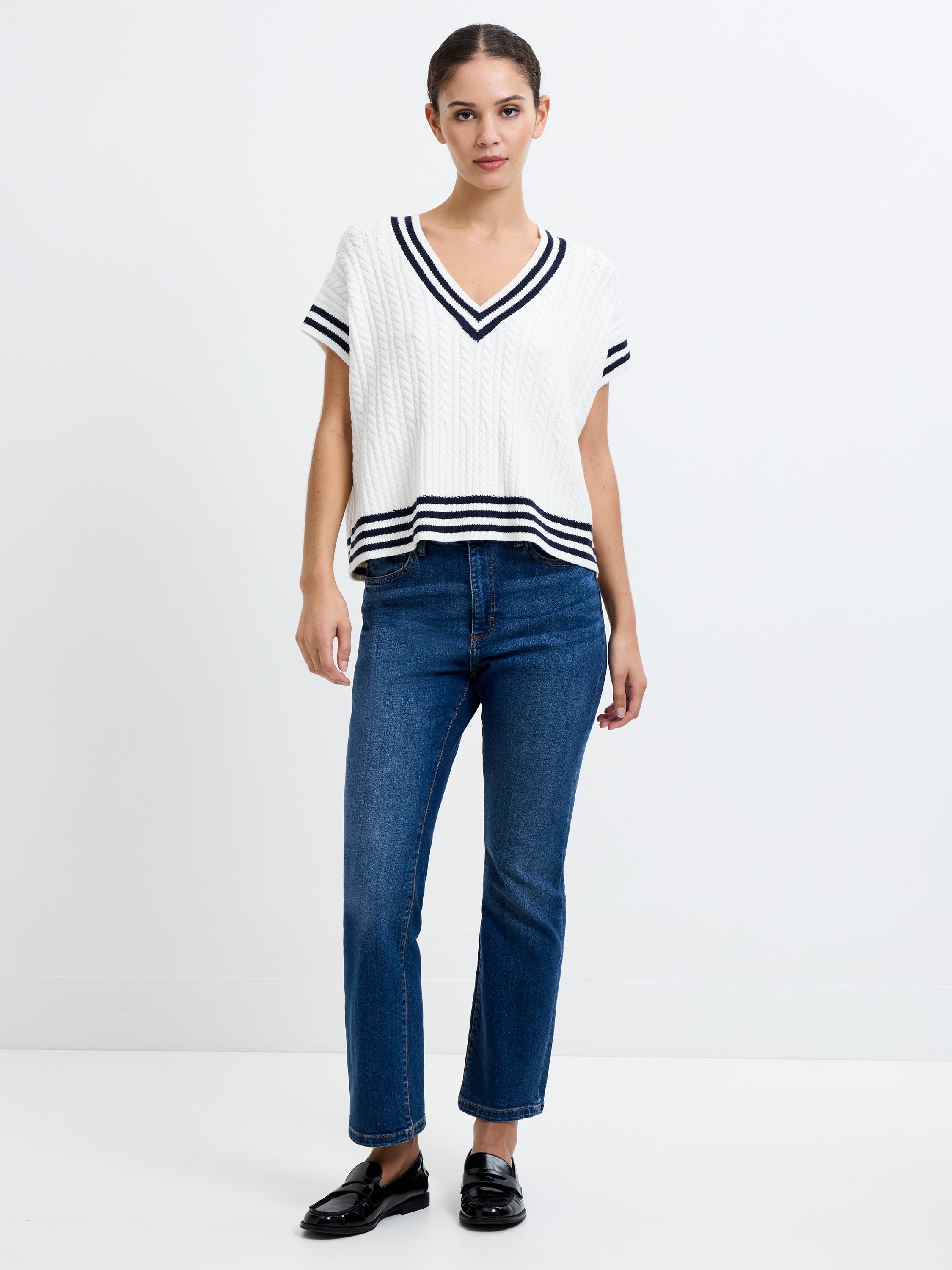 Babysoft Cable Knit V-Neck Tank Vest