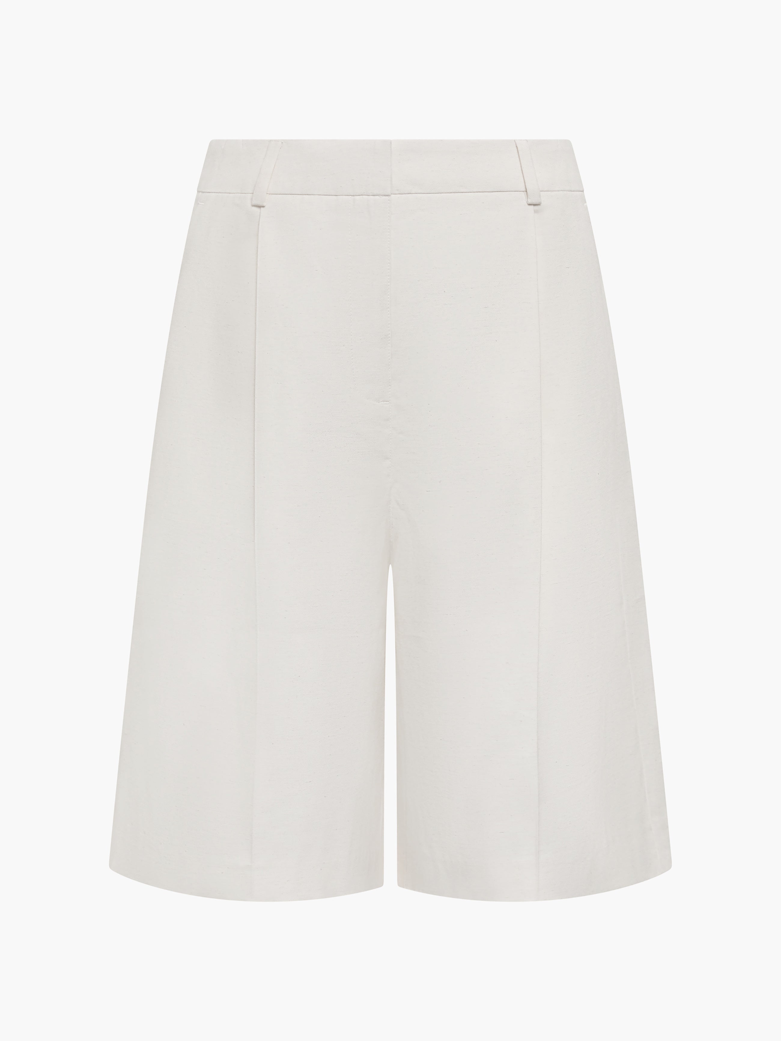 Raquel Pleated Cream Bermuda Shorts