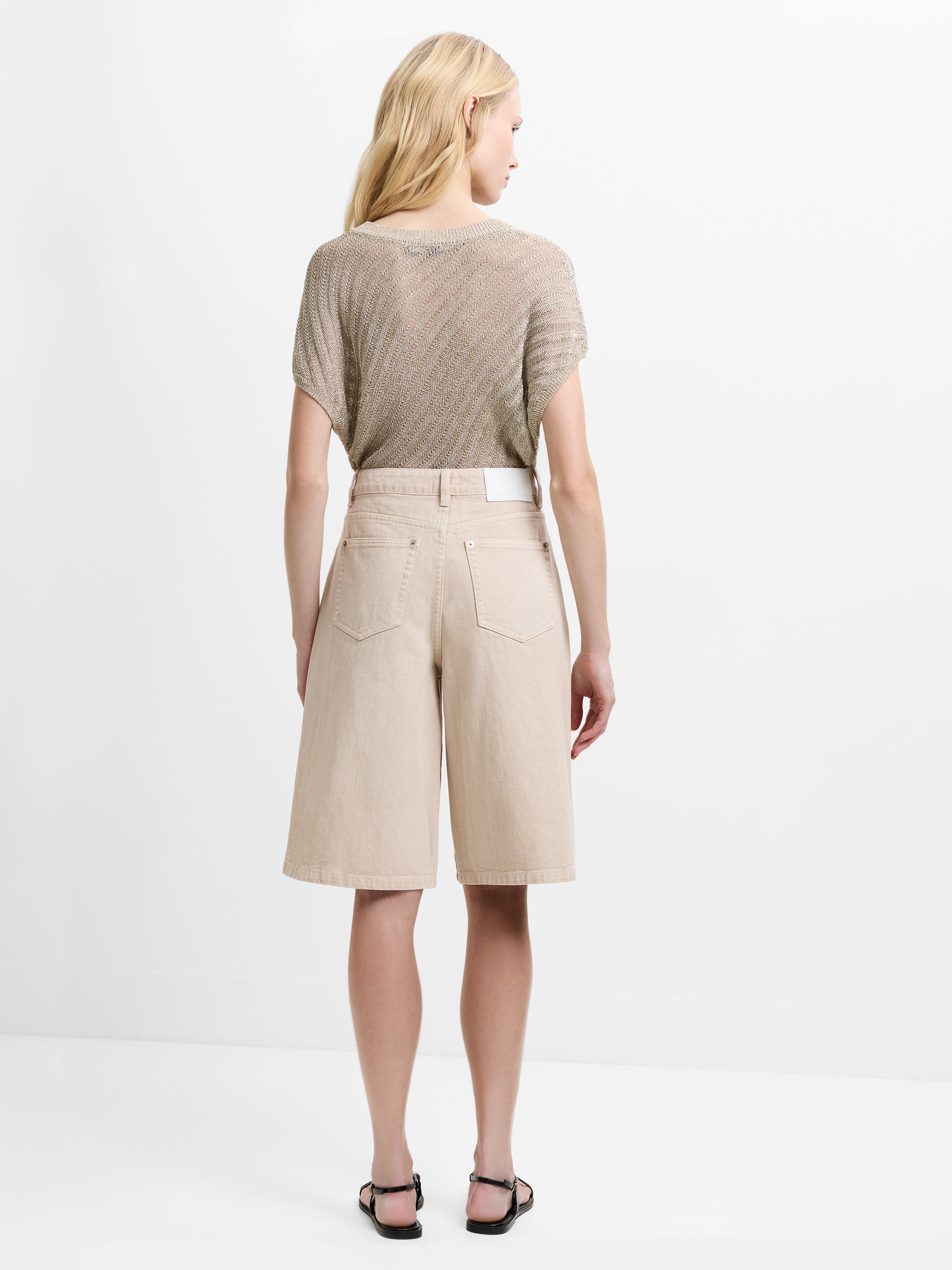 Dallas Mid Rise Taupe Denim Bermuda Shorts
