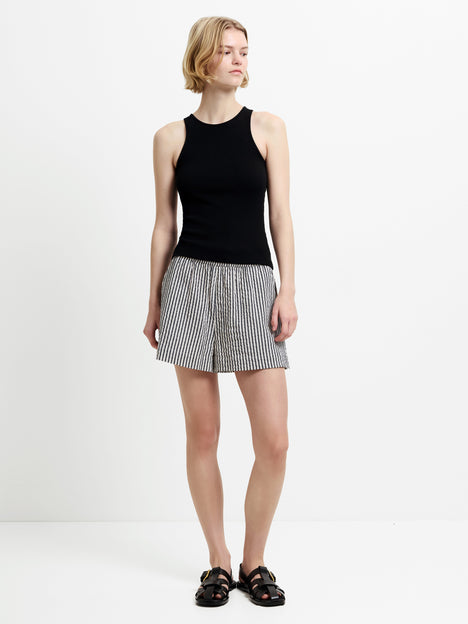 Lia Seersucker Monochrome Striped Shorts