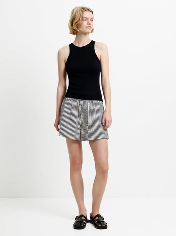 Lia Seersucker Monochrome Striped Shorts