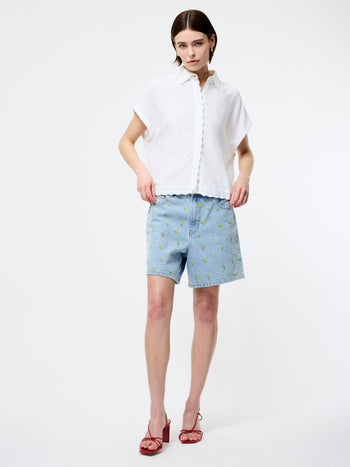 Dallas Daisy Embroidered Denim Shorts