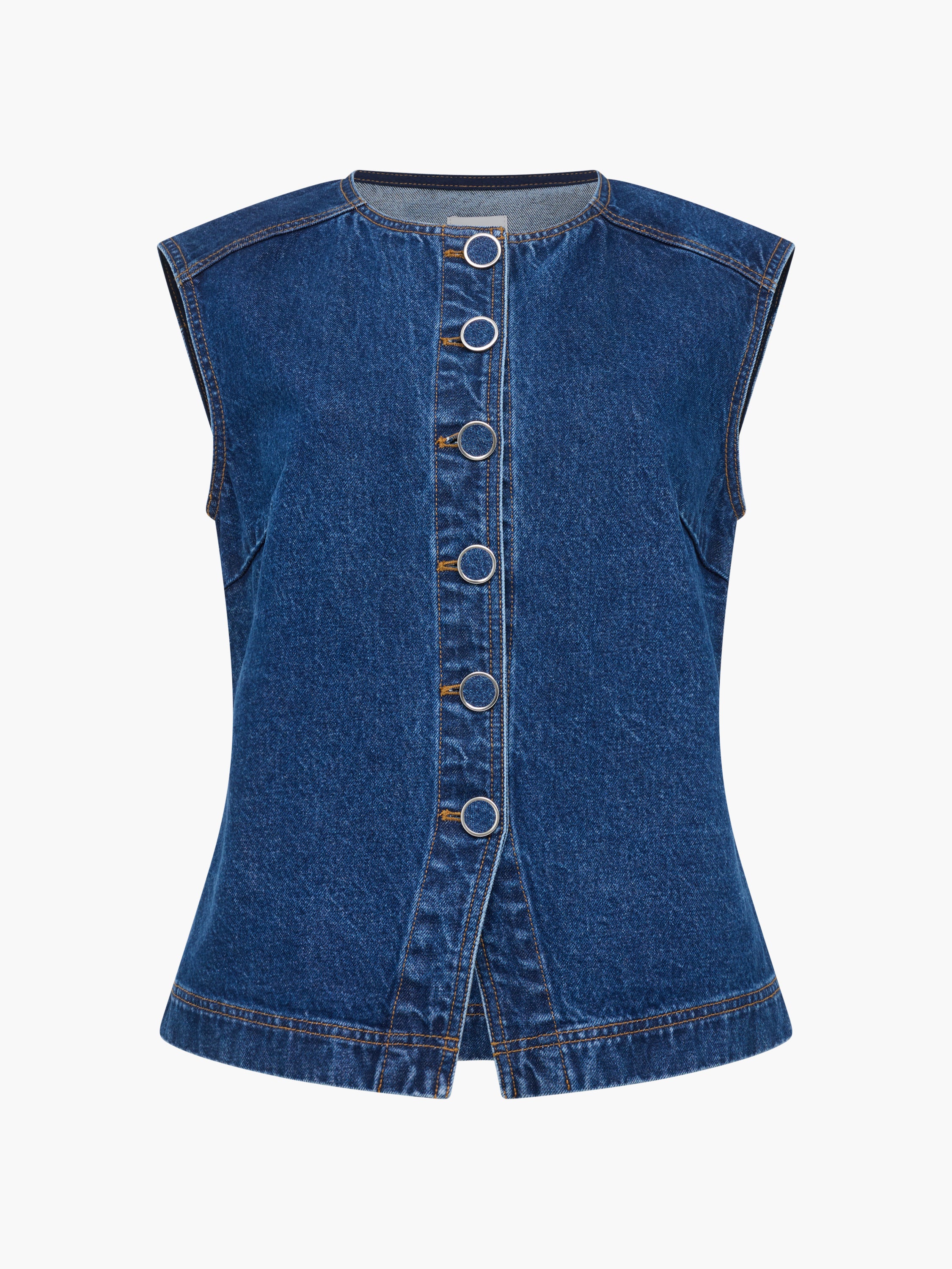 Dallas Blue Denim Waistcoat Top