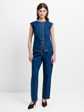 Dallas Blue Denim Waistcoat Top