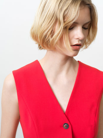 Carlie Longline Red Fitted Waistcoat
