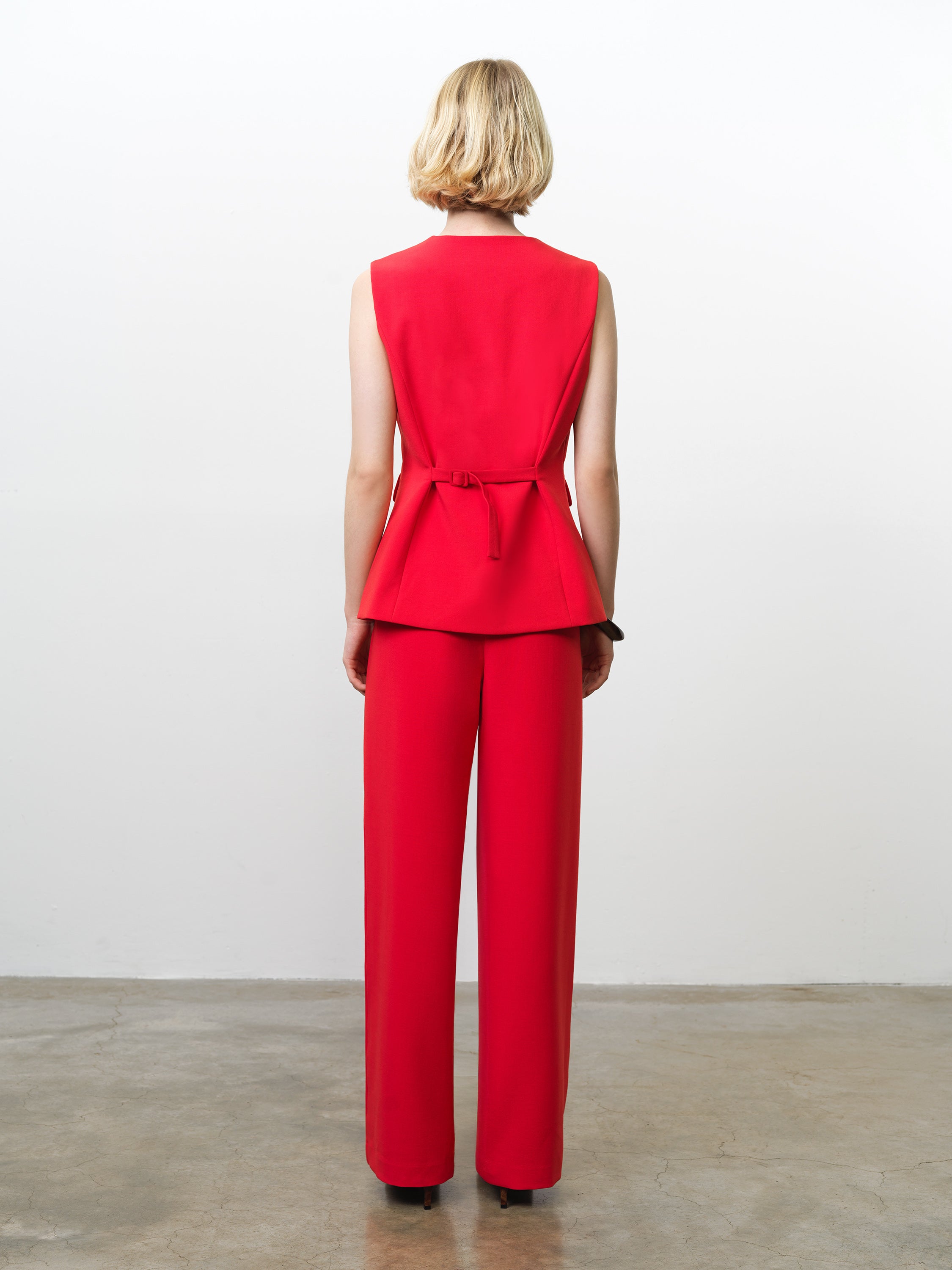 Carlie Longline Red Fitted Waistcoat