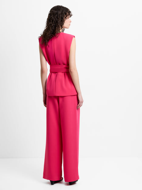 Tiana Self Tie V-Neck Pink Waistcoat