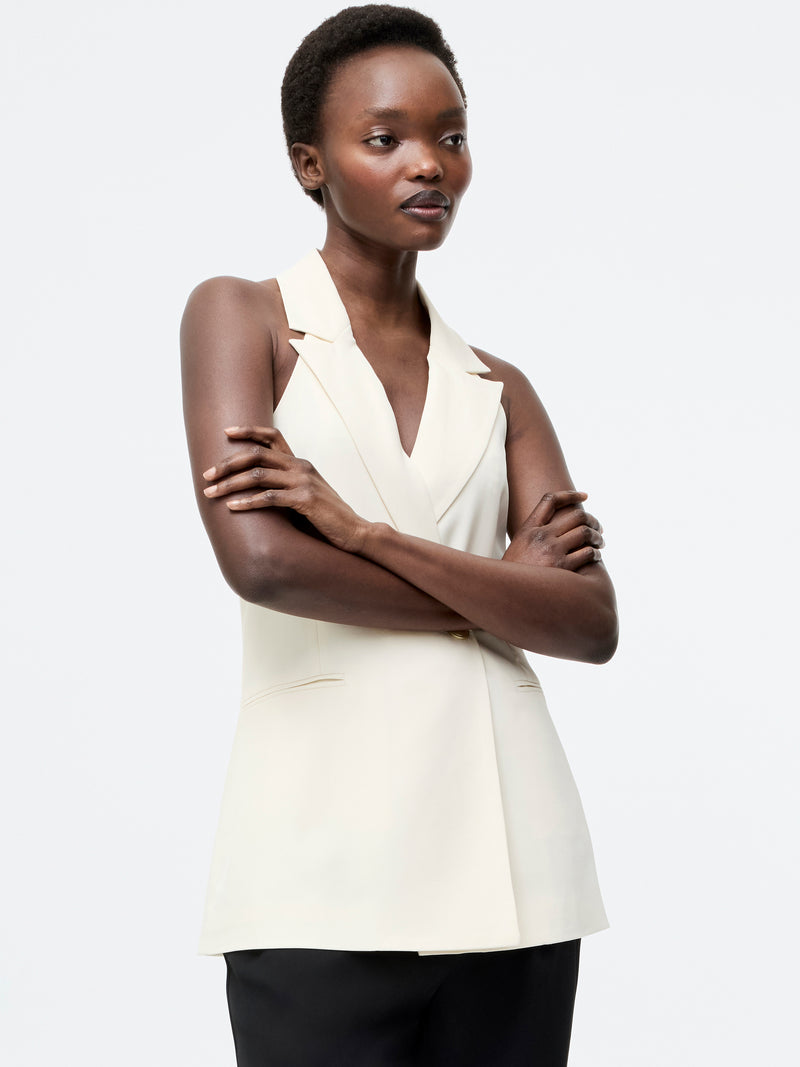 Sleek Tailored Halterneck Suit Waistcoat