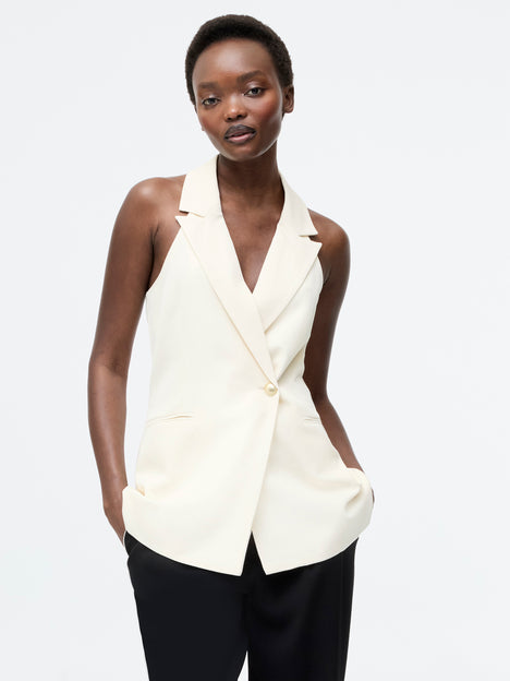 Sleek Tailored Halterneck Suit Waistcoat