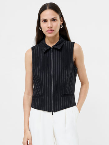 Morgan Tailored Pinstripe Zip Up Waistcoat