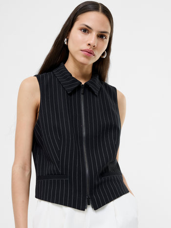 Morgan Tailored Pinstripe Zip Up Waistcoat
