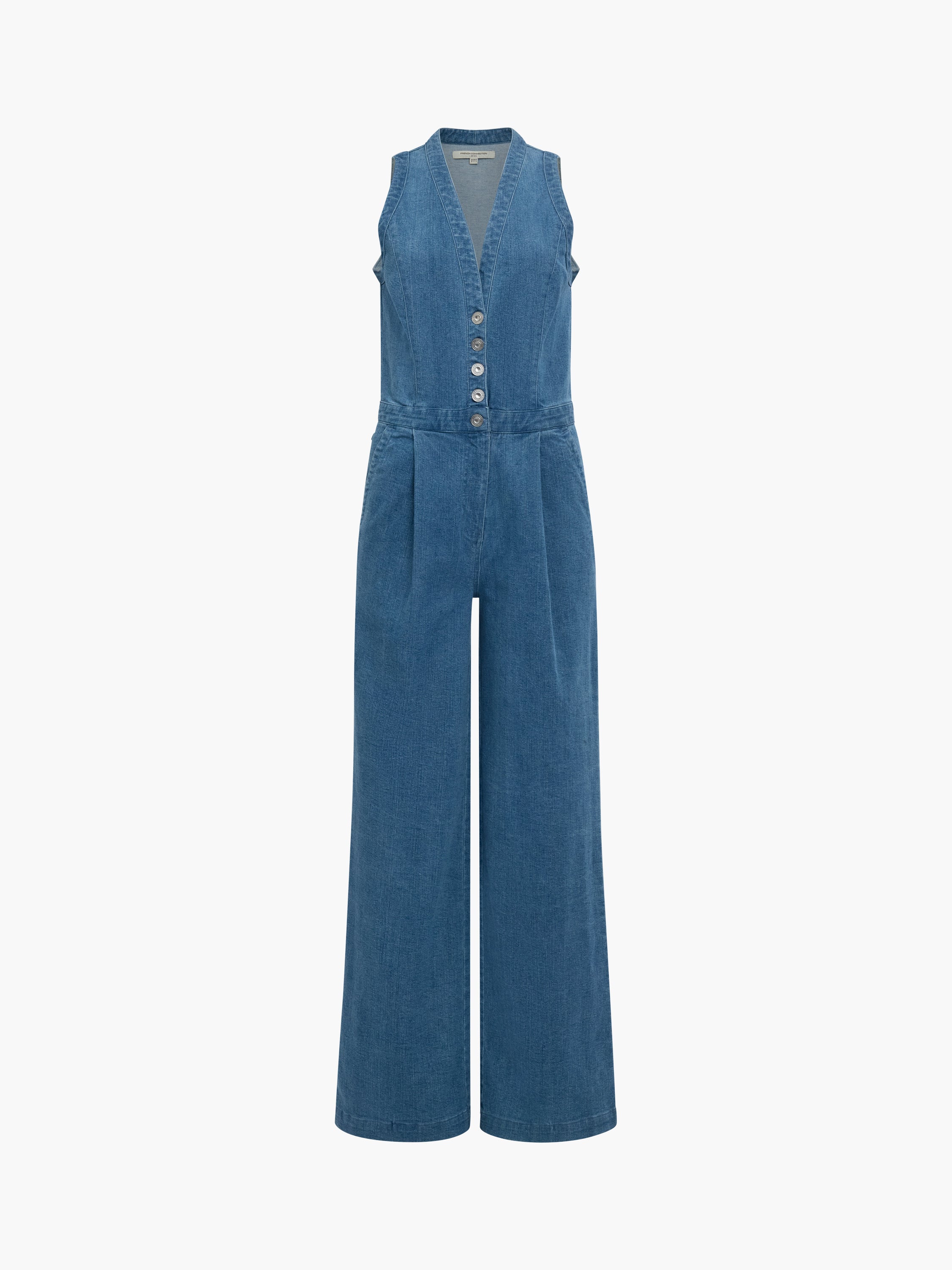 Arywoode Sleeveless V-Neck Denim Jumpsuit